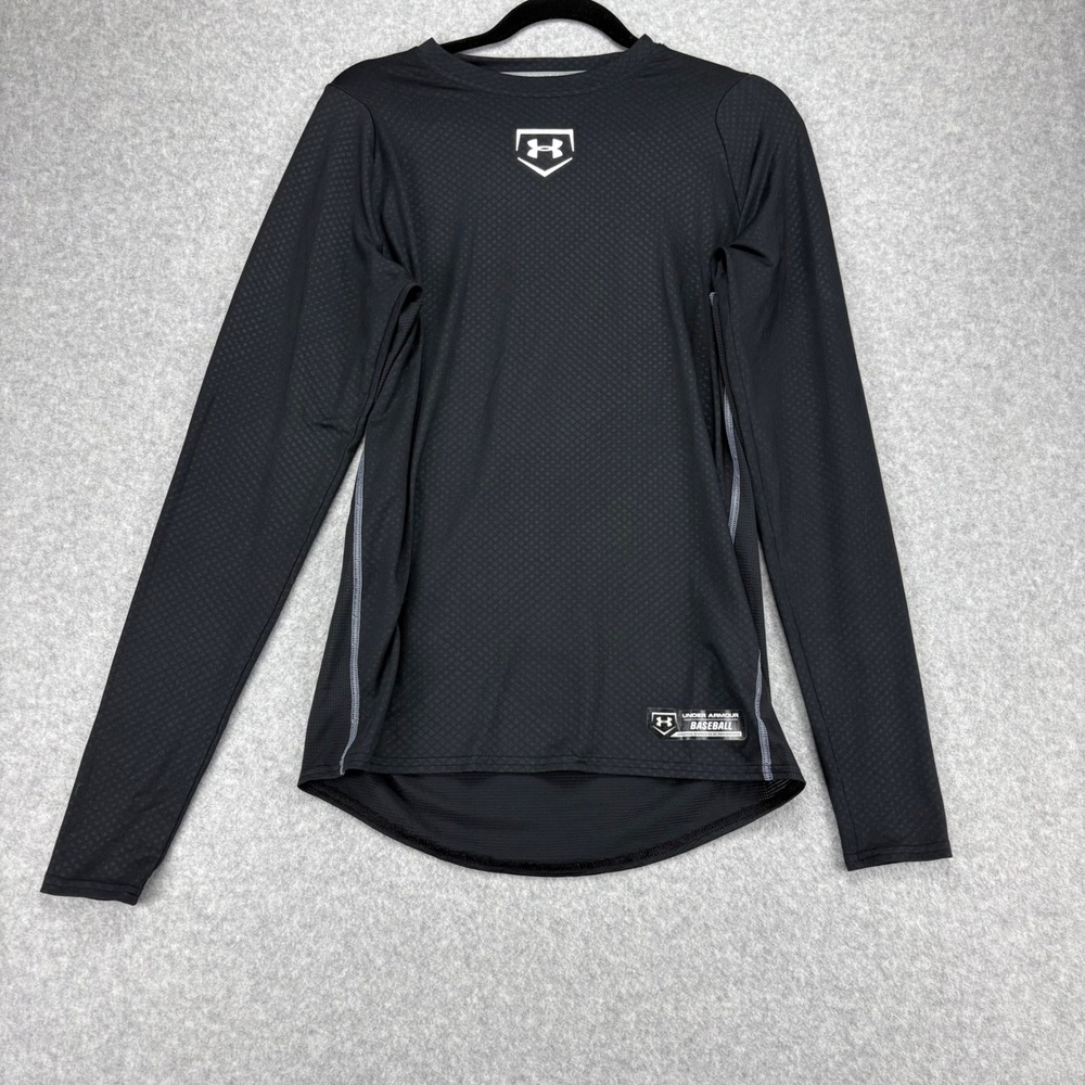 Under Armour Baseball Shirt Mens S Black Long Sleeve Athletic Sporty Performance